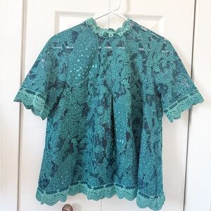 Elegant Teal Lace Women Top